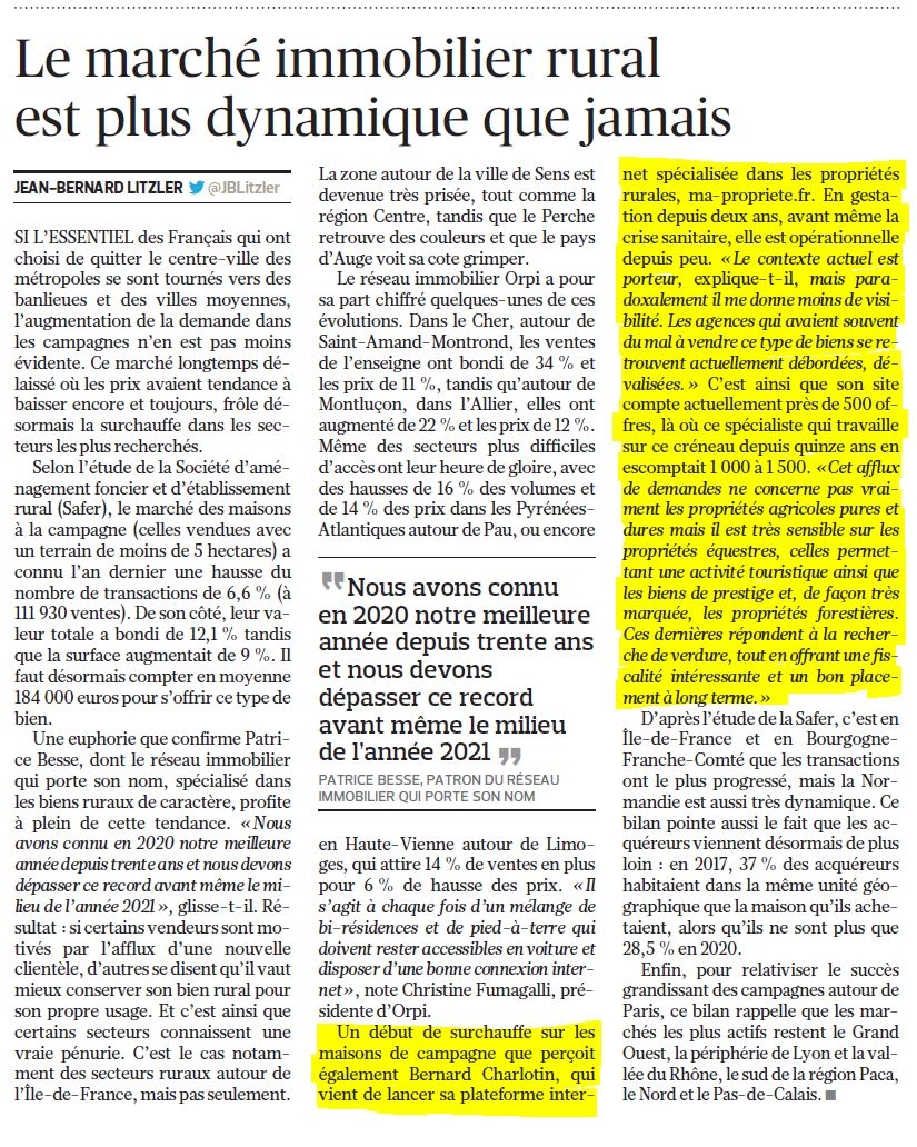 Article Le Figaro - mercredi 16 juin 2021 - ma-propriete.fr