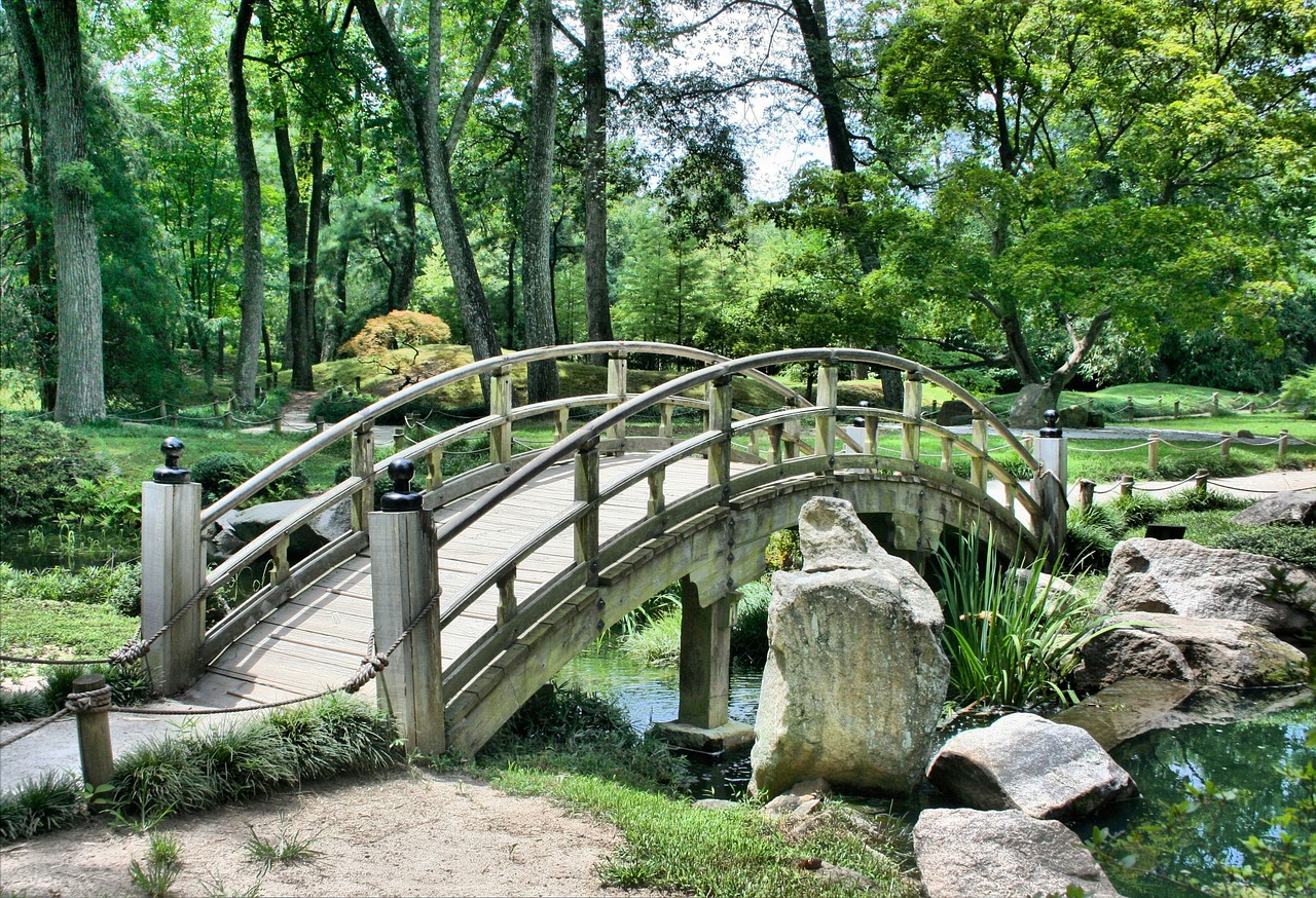 Jardin avec un pont